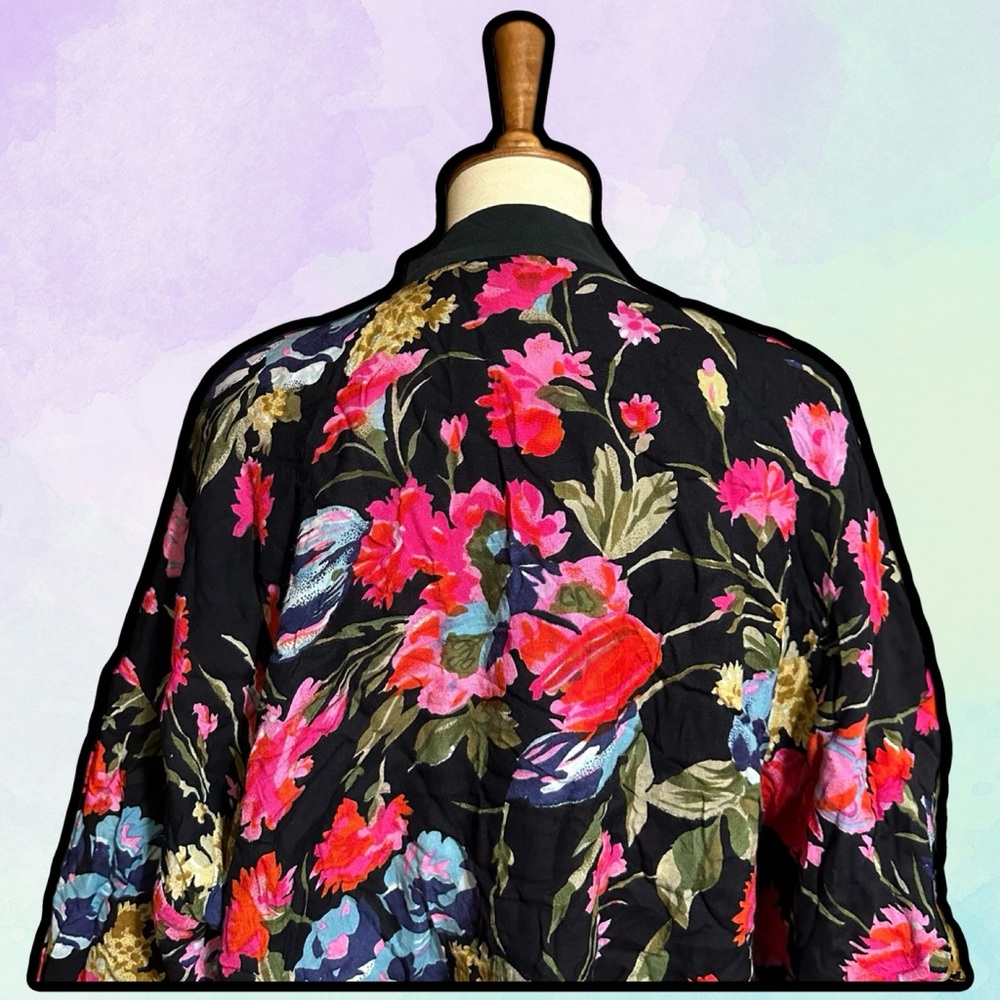 🌈 Cool Embroidered Vintage Floral Oversized Jacket - Picture 4 of 5